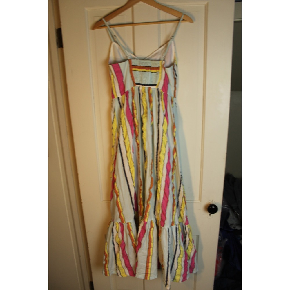 J Crew Candy Ribbons Stripe Tiered Midi Dress Seersucker Size 0 - Picture 3 of 7
